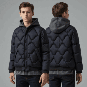 scalloped quilted puffer jacket