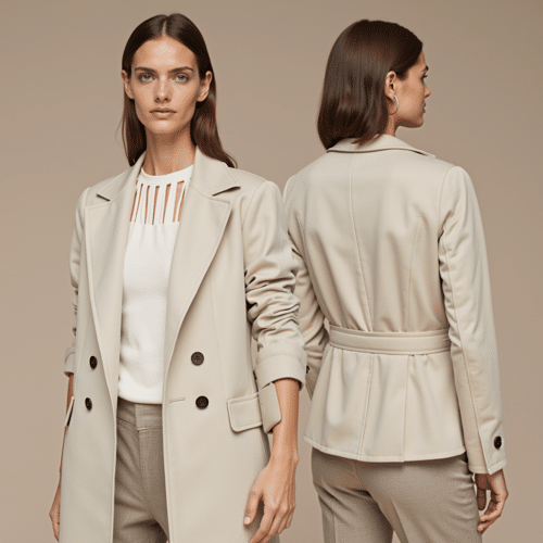 women's beige trench-style blazer 1 women's beige trench-style blazer