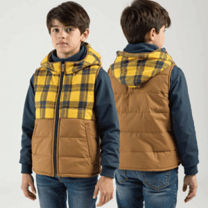 kids sleeveless hooded puffer vest