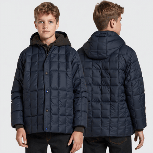 dark navy quilted puffer jacket with hood 1 dark navy quilted puffer jacket