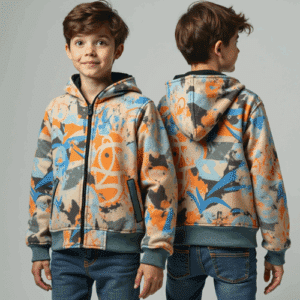 Kids graffiti print zip hoodie