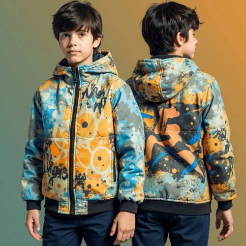Bold graffiti print hooded jacket 1 bold graffiti print hooded jacket