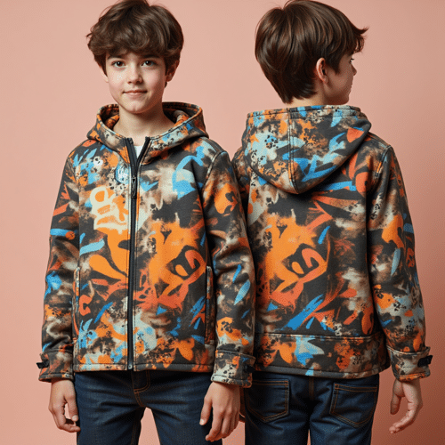 Kids graffiti print jacket | Graffiti Hooded Jacket for Kids 1 kids graffiti print jacket