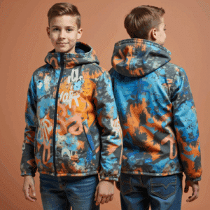 boys graffiti print hooded jacket