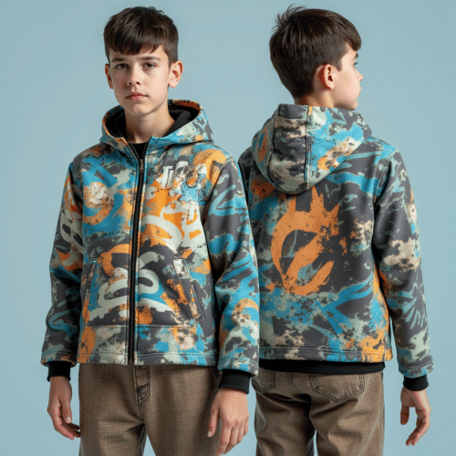 children's graffiti hooded jacket with colorful graffiti print 1 children's graffiti hooded jacket