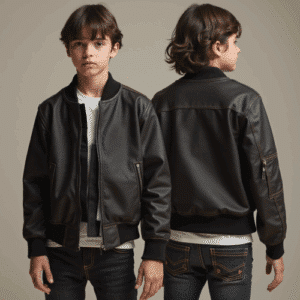 Kids faux leather bomber jacket