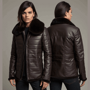 women's dark brown quilted leather jacket