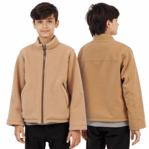 Kids fleece leather two-tone jacket