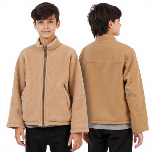 Kids fleece leather two-tone jacket 1 Kids fleece leather two-tone jacket