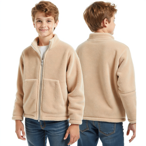 Beige Fleece Jacket for Kids 1 beige fleece jacket for kids