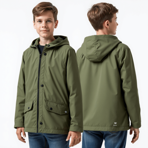 kids hooded olive green waterproof jacket 1 kids hooded olive green waterproof jacket