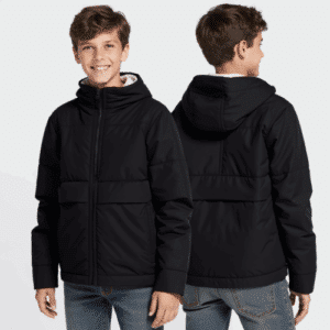 youth black puffer jacket with hood