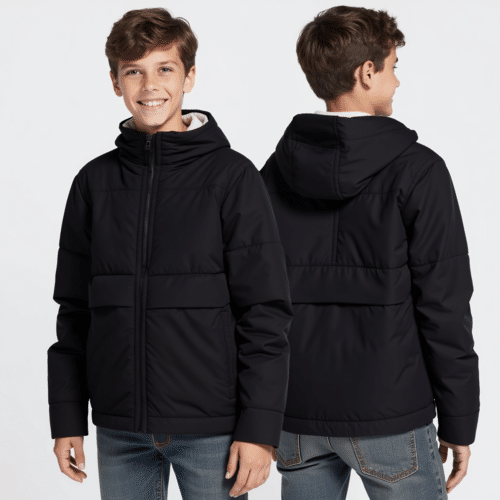 Youth Black Puffer Jacket with Hood 1 youth black puffer jacket with hood