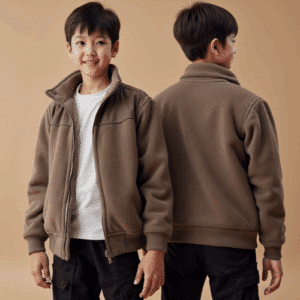 two-tone kids fleece jacket with zipper