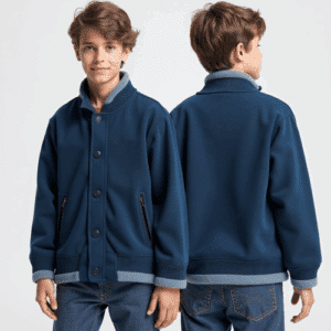 boys navy jacket with stand collar
