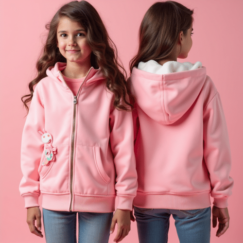 pink kids zip hoodie bunny keychain