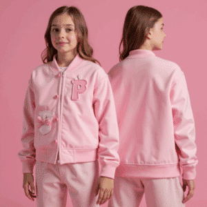 pink kids varsity jacket