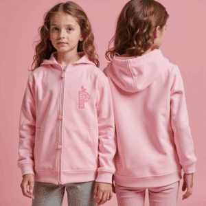 girls pink hoodie with zipper