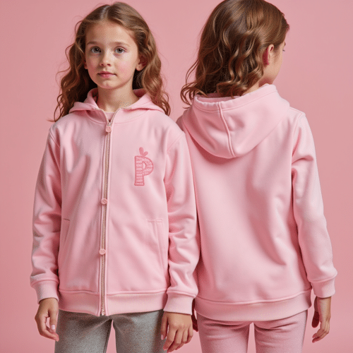 girls pink hoodie with zipper