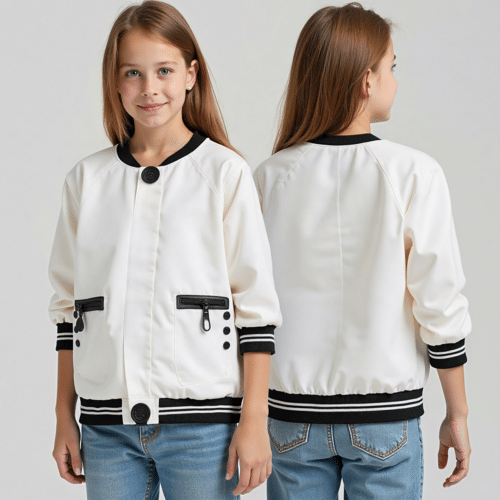Light cream varsity bomber jacket 1 Light cream varsity bomber jacket