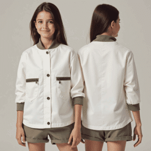 kids button-up olive bomber jacket