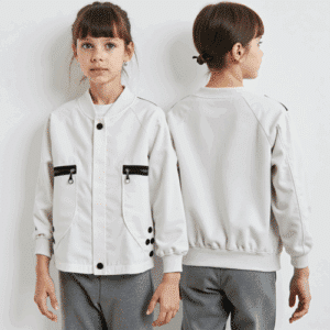 beige children's bomber jacket