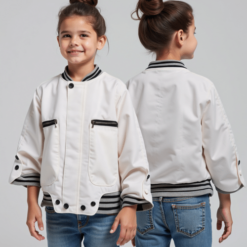 Children's Bomber Jacket with Striped Trim 1 children's bomber jacket with striped trim