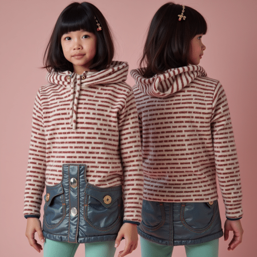 kids striped hoodie with faux leather