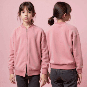 pink zip-up bomber sweatshirt