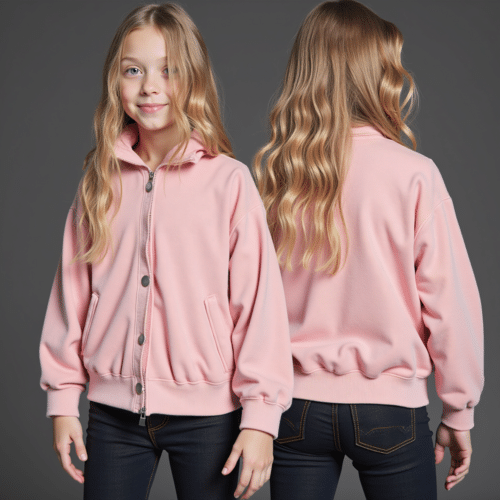 pink kids zip hoodie with pockets