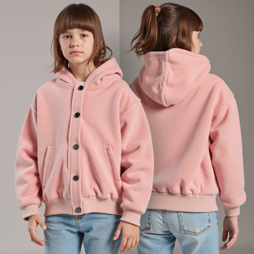 Pastel Pink Kids Hooded Jacket 1 pastel pink kids hooded jacket