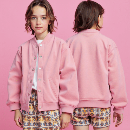 Pastel Pink Varsity Jacket for Kids 1 pastel pink varsity jacket for kids