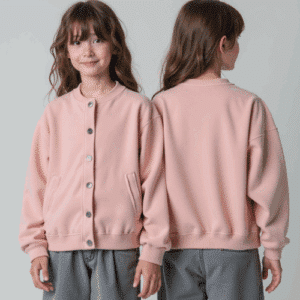 children's pink button-up sweatshirt jacket