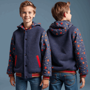 youth star print varsity jacket