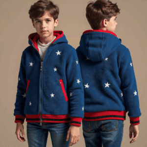 navy star print kids jacket