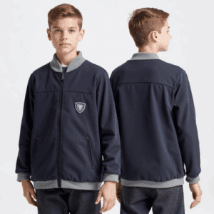 boys navy zip jacket with patch