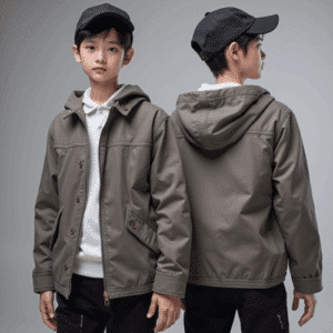 durable youth hooded jacket with zipper
