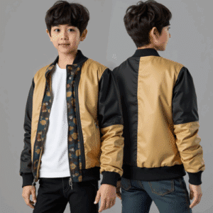 kids gold panel bomber jacket