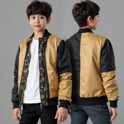 Kids Gold Panel Bomber Jacket 1 kids gold panel bomber jacket