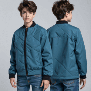 youth teal quilted bomber jacket