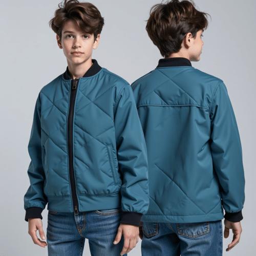 Youth Teal Quilted Bomber Jacket 1 youth teal quilted bomber jacket