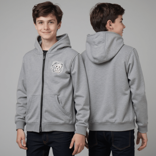 Grey full-zip hoodie for boys 1 grey full-zip hoodie for boys