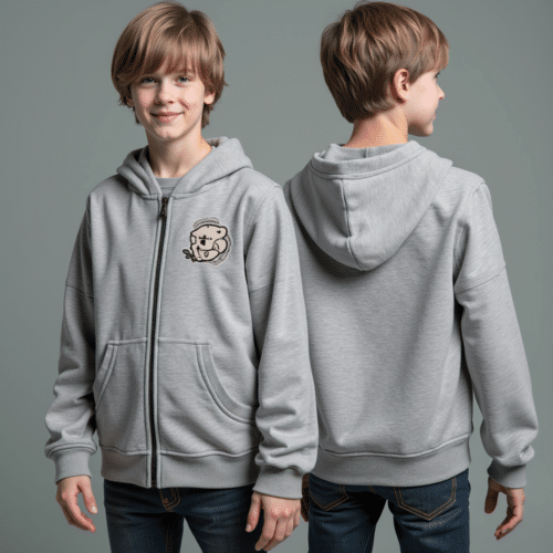 youth zip-up hoodie kangaroo pocket
