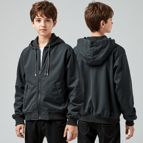 Dark Hooded Jacket with Zipper 1 dark hooded jacket with zipper