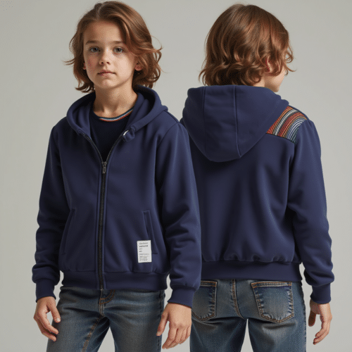 navy blue kids zip hoodie