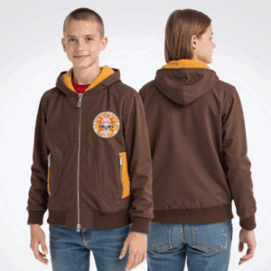 youth brown hooded jacket with logo