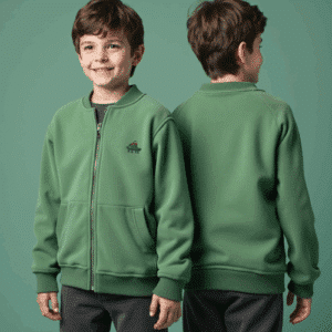 green kids zip-up jacket with pockets