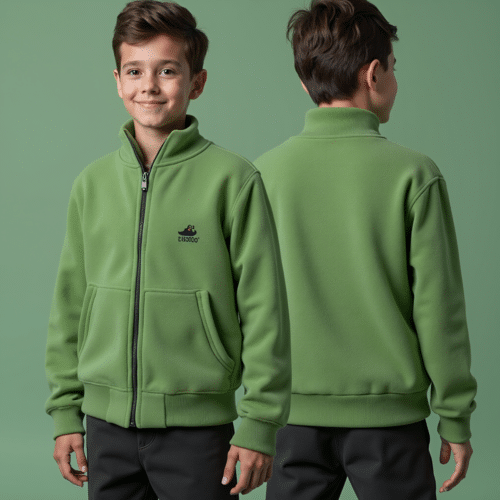 Green Zip-Up Fleece Jacket for Boys 1 green zip-up fleece jacket for boys