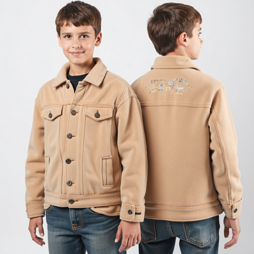 Boys Beige Fleece Jacket 1 boys beige fleece jacket