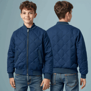 Navy diamond quilted bomber jacket